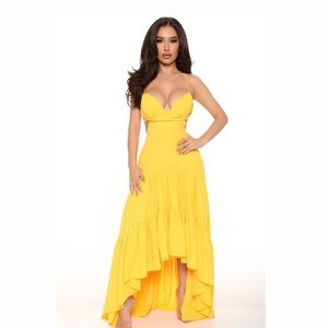 Yellow fashion nova flowy dress